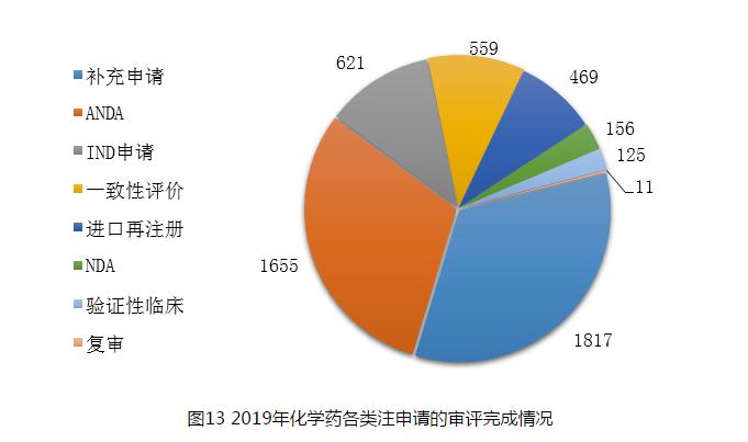 圖13 2019年化學(xué)藥各類注申請的審評完成情況