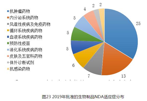 圖23 2019年批準(zhǔn)的生物制品NDA適應(yīng)癥分布
