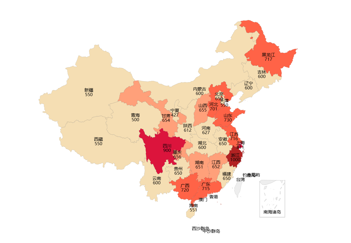 圖1  各地化妝品抽樣批次數(shù)量分布圖